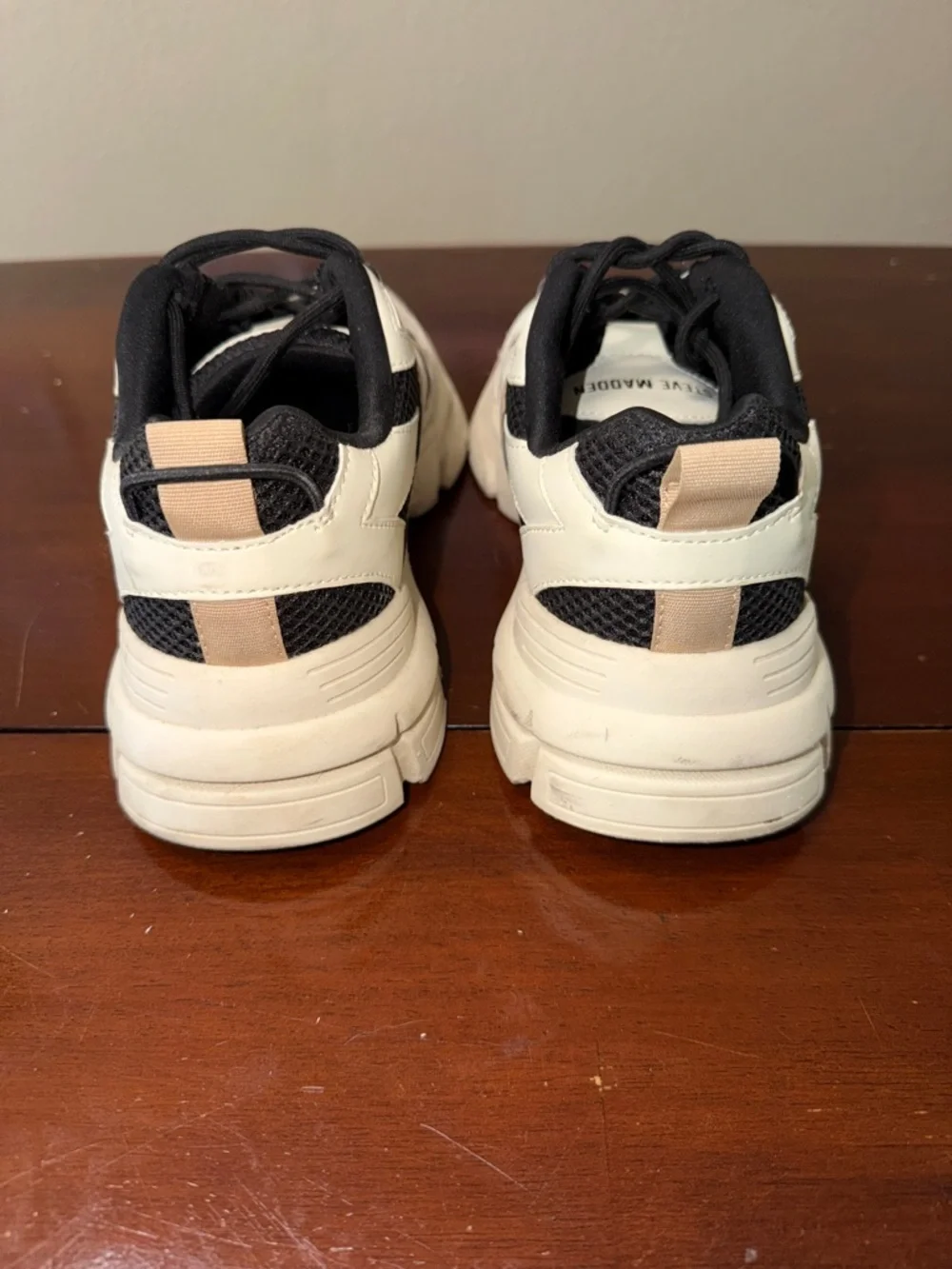 Steve Madden Black White and Beige Chunky Sneakers